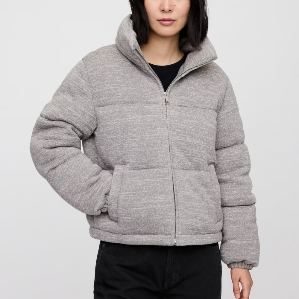 GAP Women's Heather Gray Puffer Jacket